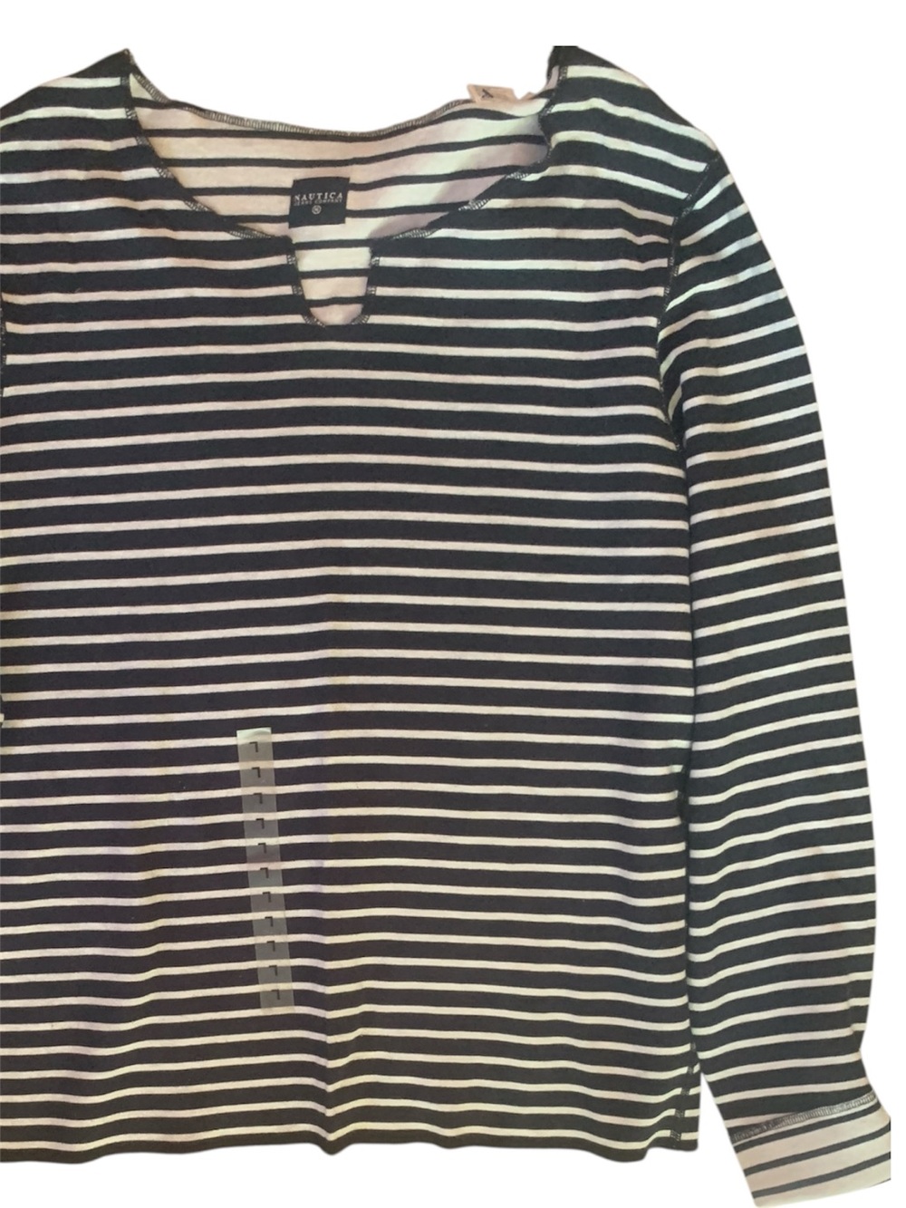 Nautica Jeans Navy Striped Top, Reversible, Large